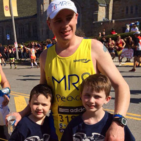 Patrick Brophy: Pictured after the Marathon with his sons Finbarr and Patrick.  